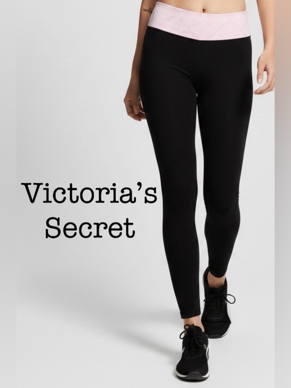 New Victoria's Secret Black All Day Cotton Foldover Leggings Size Large